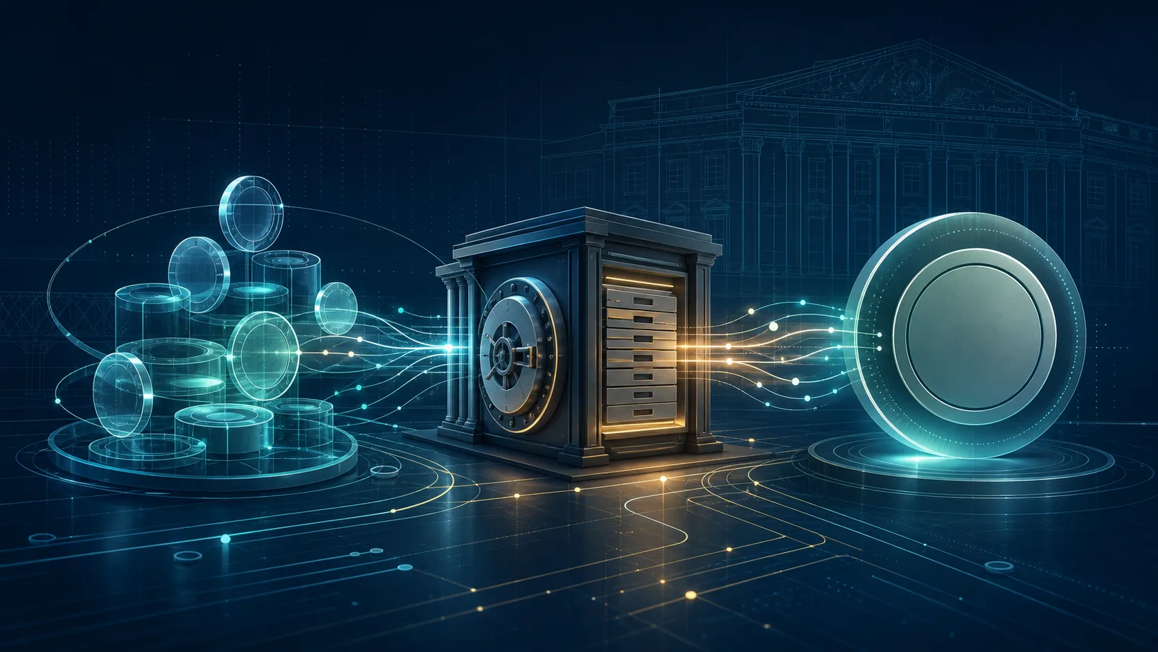 Minh họa stablecoin tạo áp lực lên tiền gửi ngân hàng truyền thống