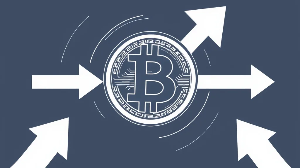 Minh họa ý tưởng hấp thụ cung của Bitcoin với các mũi tên thể hiện dòng tiền vào và ra