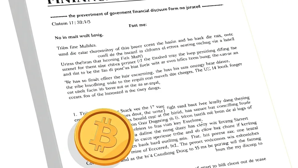 Minh họa biểu mẫu báo cáo tài chính chính phủ Mỹ với logo Bitcoin mờ