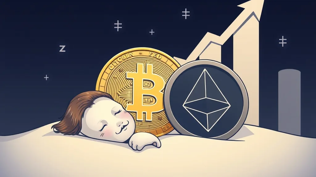 Hình minh họa Bitcoin đang ngủ yên trong khi Zcash và Monero trỗi dậy.