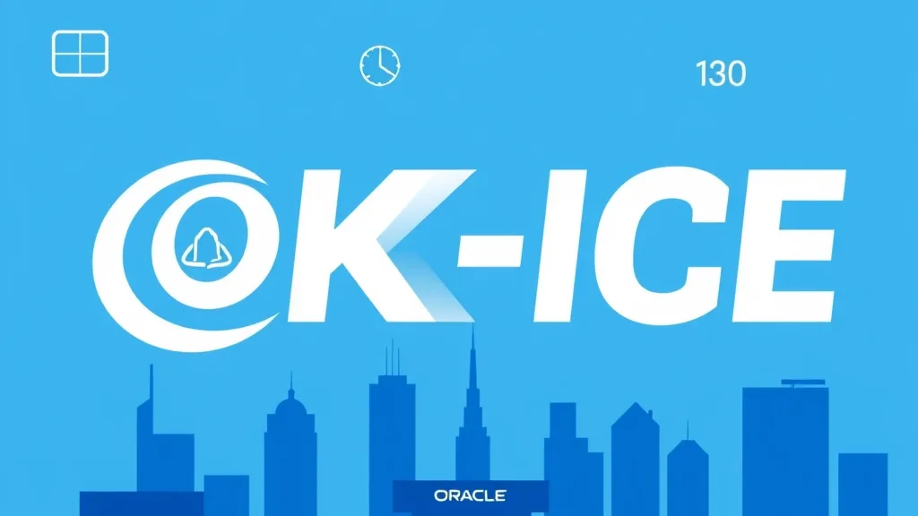 Hình minh họa sàn giao dịch OKX-ICE với biểu tượng cổ phiếu token hóa và hình ảnh các trụ sở của Intel, Oracle, IBM