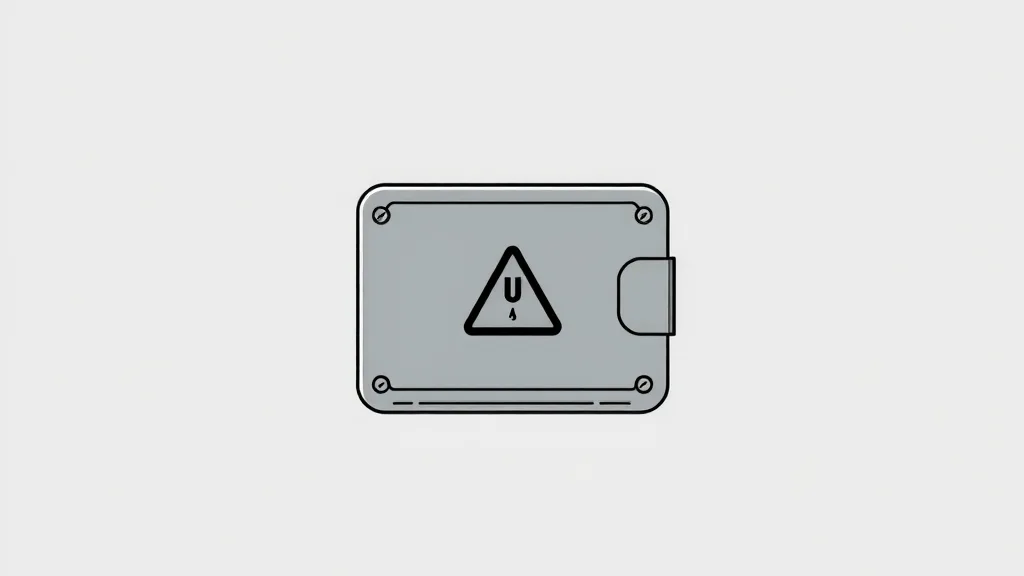 Hình minh họa ví phần cứng Trezor Safe 5 với biểu tượng cảnh báo